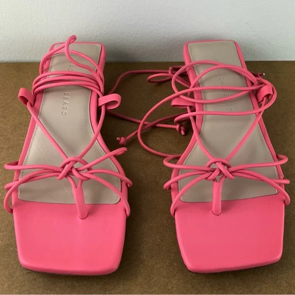 NEW VERONICA BEARD PINK LEATHER STRAPPY SANDALS - Picture 10 of 13
